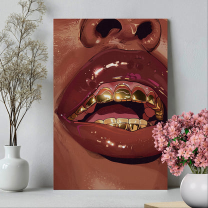 .75&quot; Matte Canvas - Gold Grills Glam Closeup