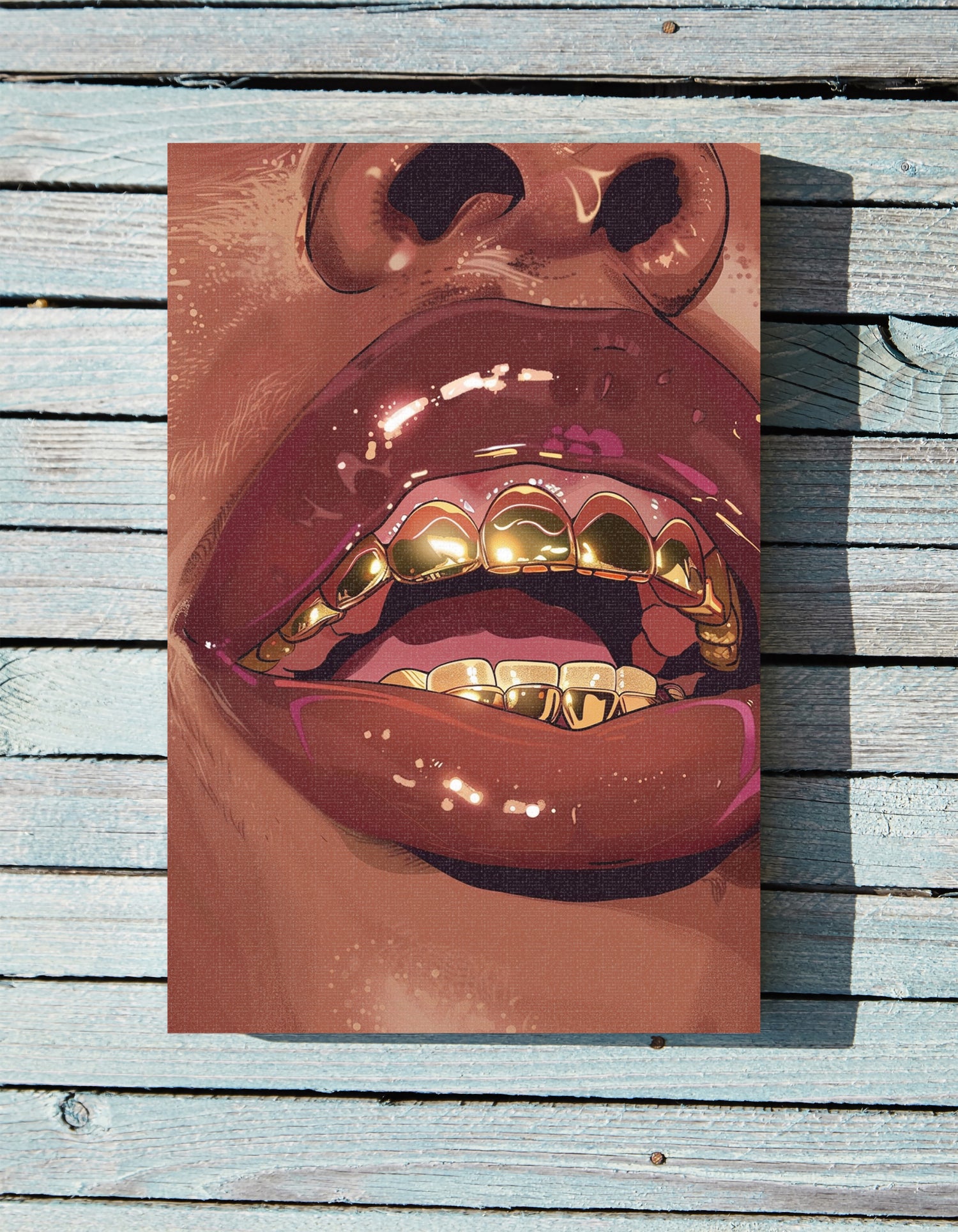 .75&quot; Matte Canvas - Gold Grills Glam Closeup