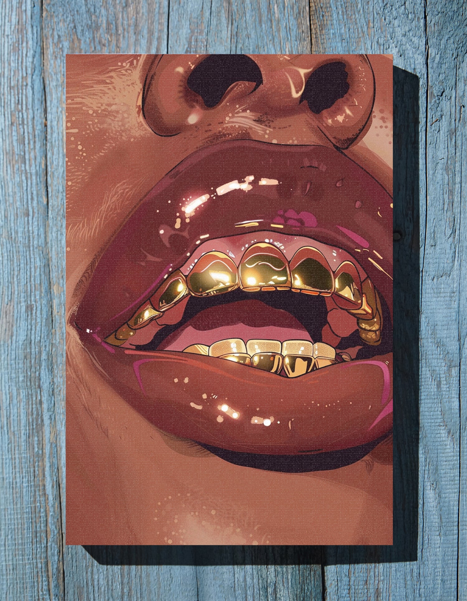 .75&quot; Matte Canvas - Gold Grills Glam Closeup