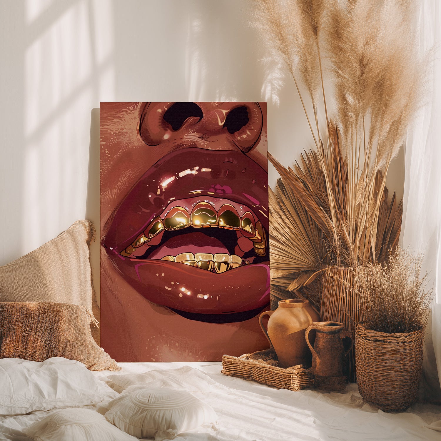 .75&quot; Matte Canvas - Gold Grills Glam Closeup