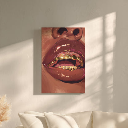 .75&quot; Matte Canvas - Gold Grills Glam Closeup