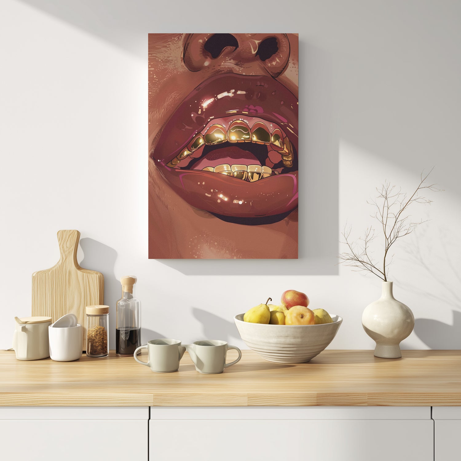 .75&quot; Matte Canvas - Gold Grills Glam Closeup