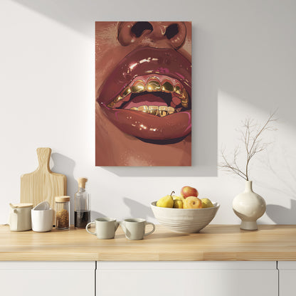 .75&quot; Matte Canvas - Gold Grills Glam Closeup