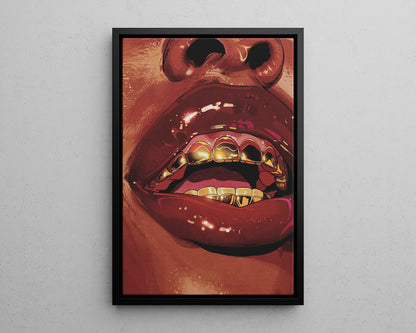 Framed Canvas - Gold Grills Glam Closeup