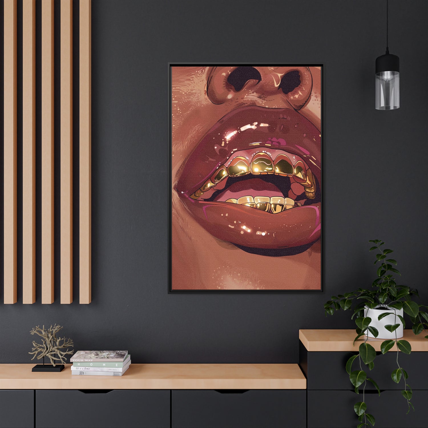Framed Canvas - Gold Grills Glam Closeup