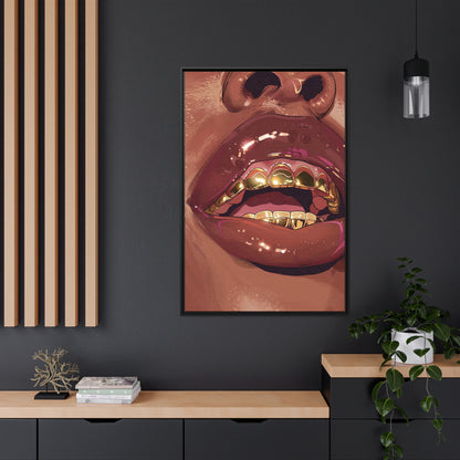 Framed Canvas - Gold Grills Glam Closeup