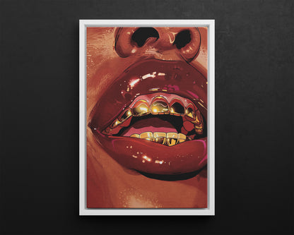 Framed Canvas - Gold Grills Glam Closeup