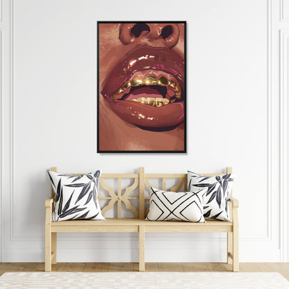 Framed Canvas - Gold Grills Glam Closeup