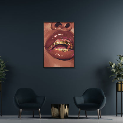 Framed Canvas - Gold Grills Glam Closeup