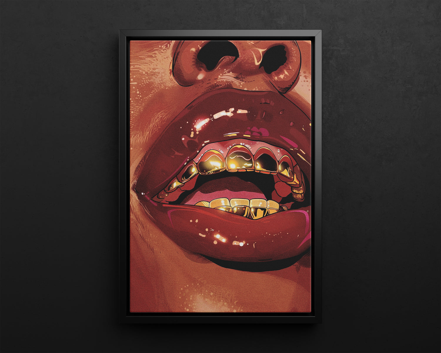 Framed Canvas - Gold Grills Glam Closeup