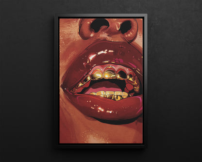 Framed Canvas - Gold Grills Glam Closeup