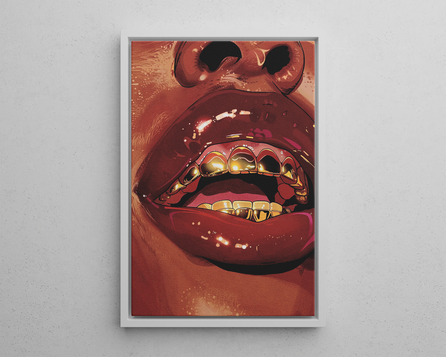 Framed Canvas - Gold Grills Glam Closeup