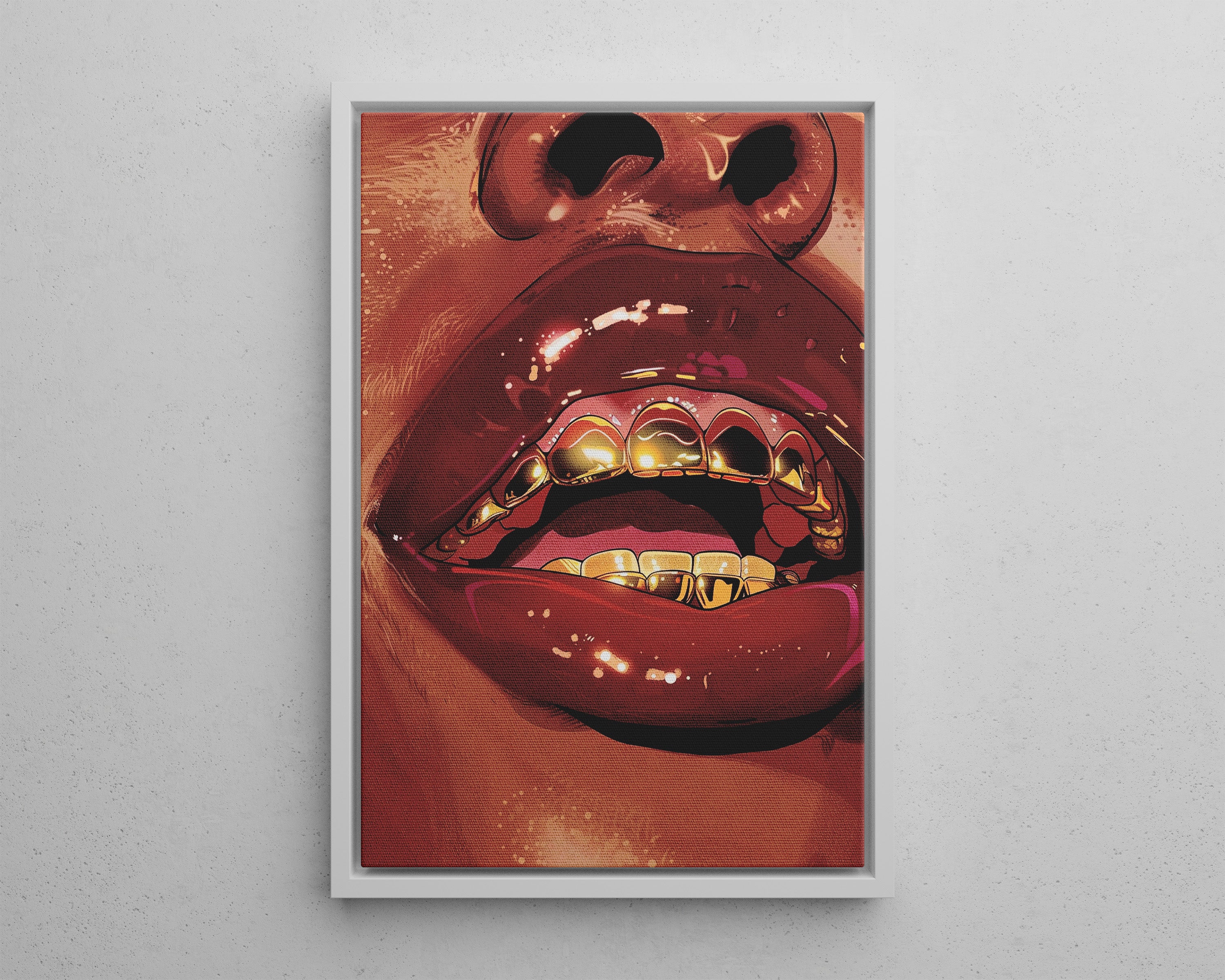 Framed Canvas - Gold Grills Glam Closeup