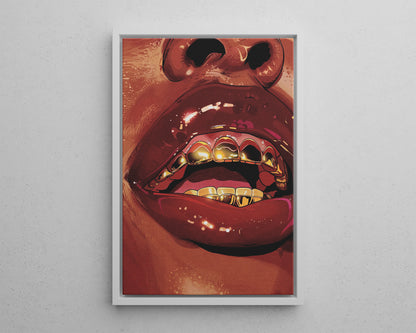 Framed Canvas - Gold Grills Glam Closeup