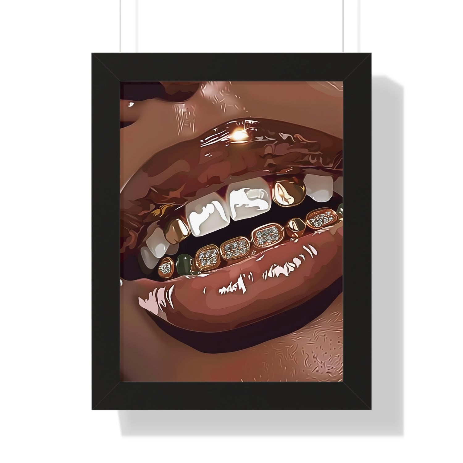 Framed Paper Print - Golden Grill Smile