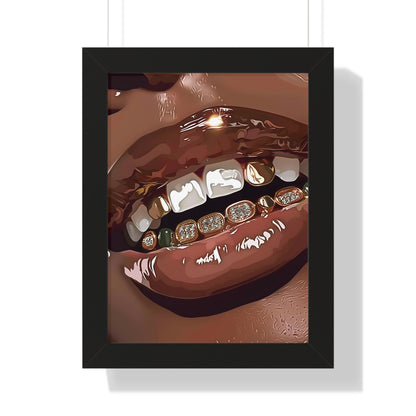 Framed Paper Print - Golden Grill Smile