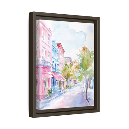 Framed Canvas - Pastel Charleston Street Scene