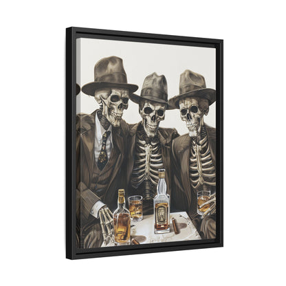 Framed Canvas - Skeleton Whiskey Gentlemen