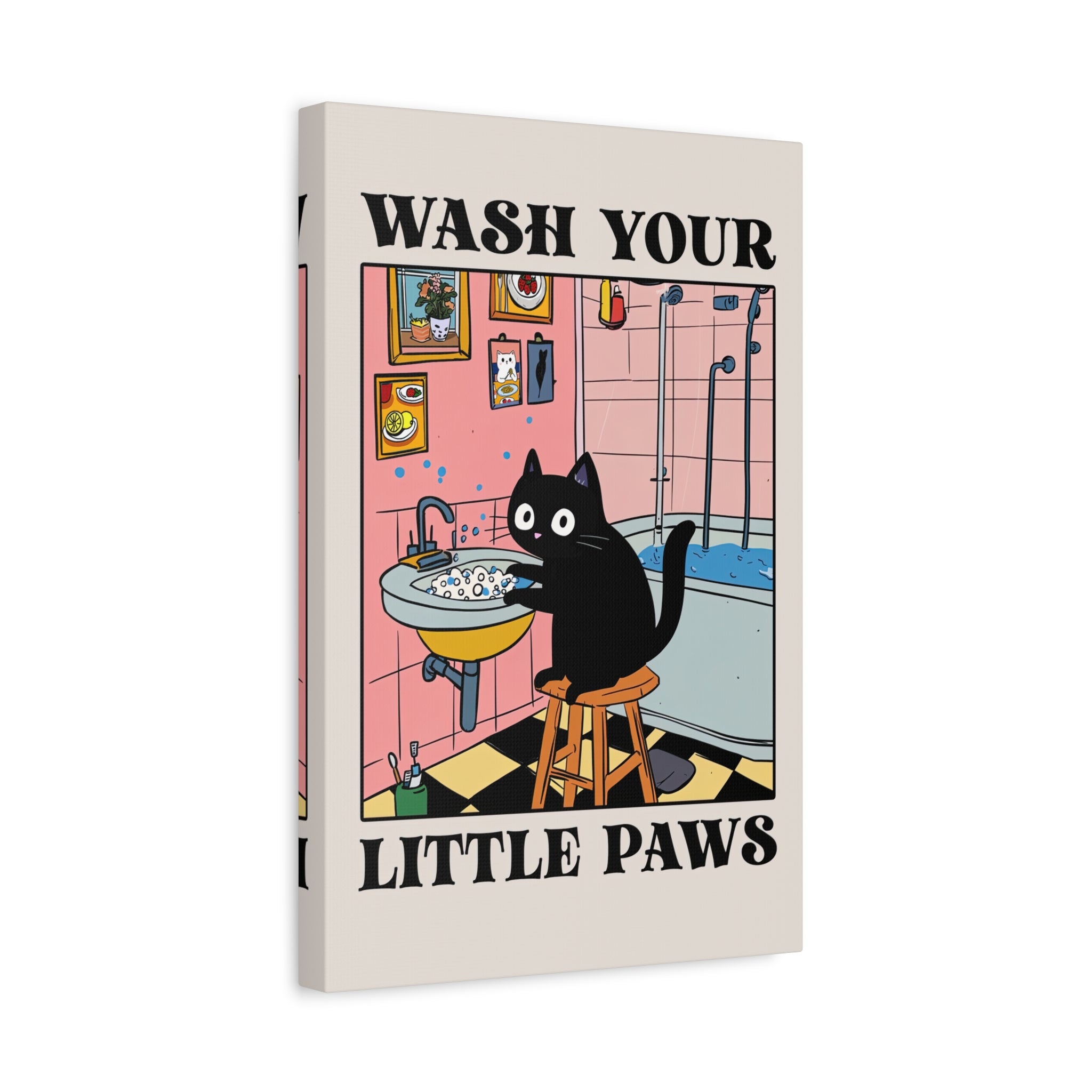 1.25" Matte Canvas - Wash Your Little Paws Cat