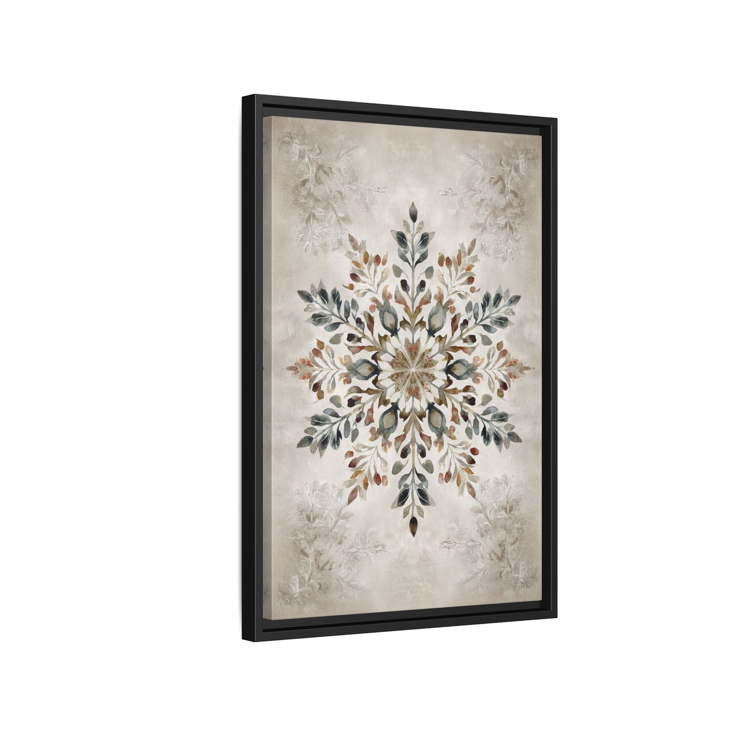 Framed Canvas - Nordic Botanical Snowflake