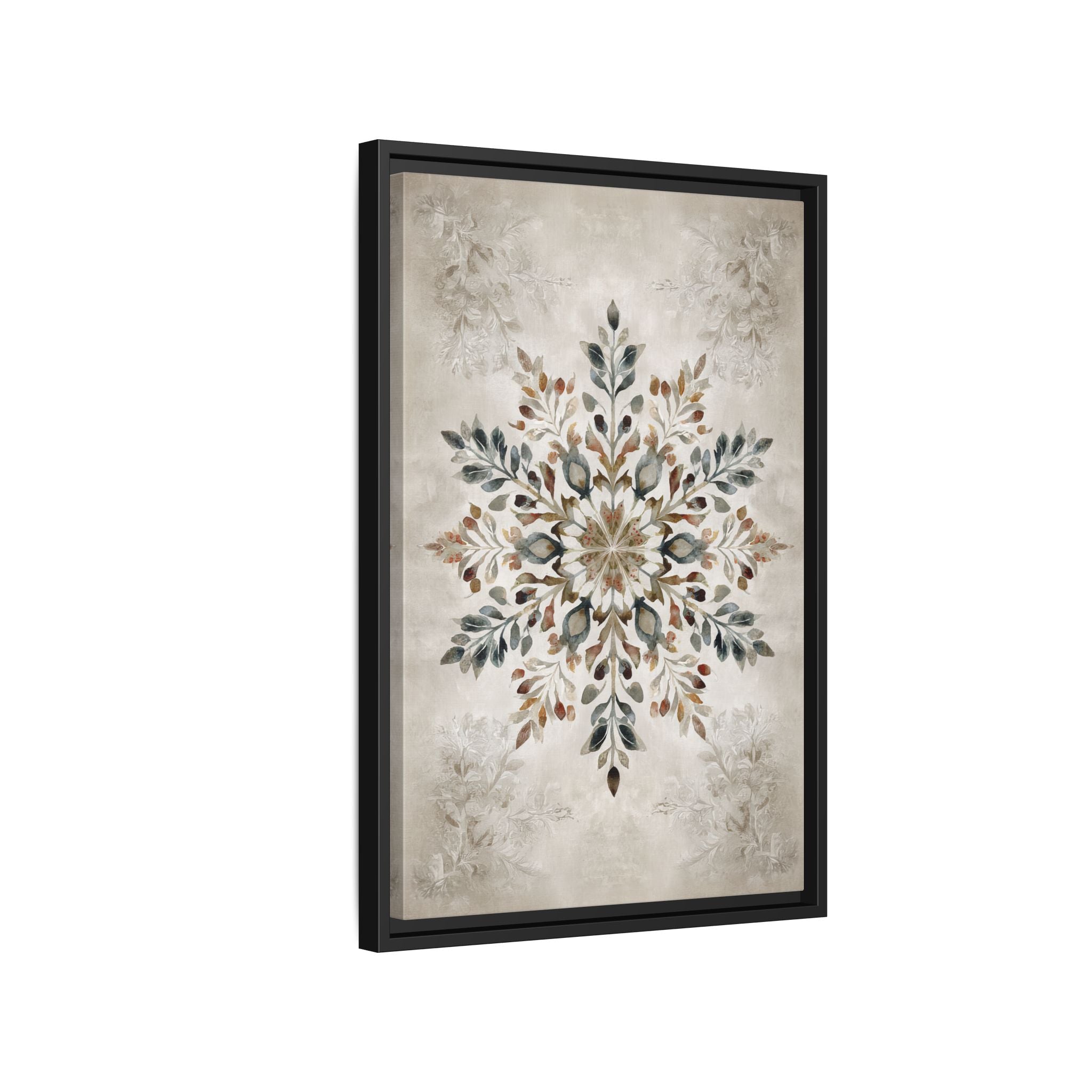 Framed Canvas - Nordic Botanical Snowflake