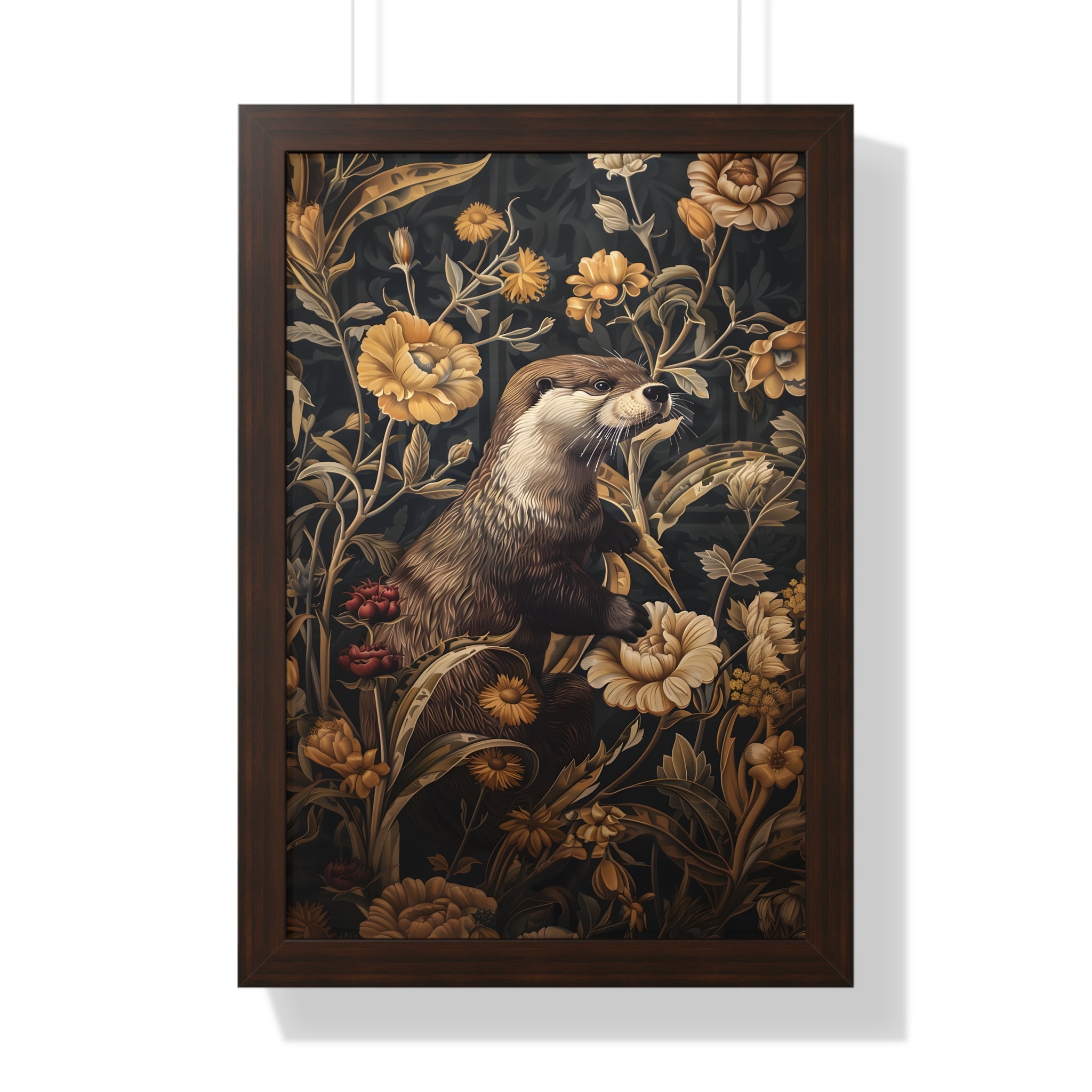 Framed Paper Print - Otter in Floral Paradise