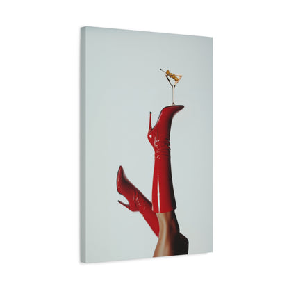 1.25" Matte Canvas - Cocktails &amp; Red Stilettos