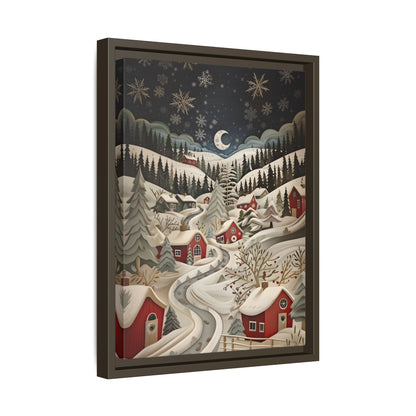 Framed Canvas - Silent Snowfall Village
