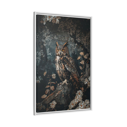 Framed Canvas - Midnight Watchful Owl