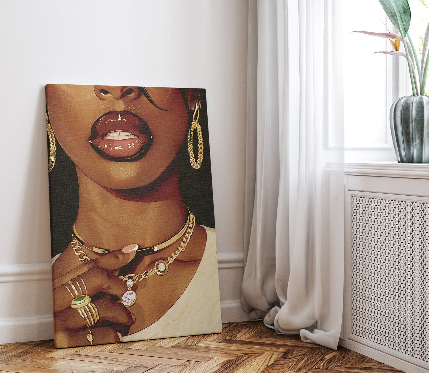 .75" Matte Canvas - Golden Luxe Confidence Portrait