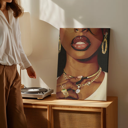 .75" Matte Canvas - Golden Luxe Confidence Portrait