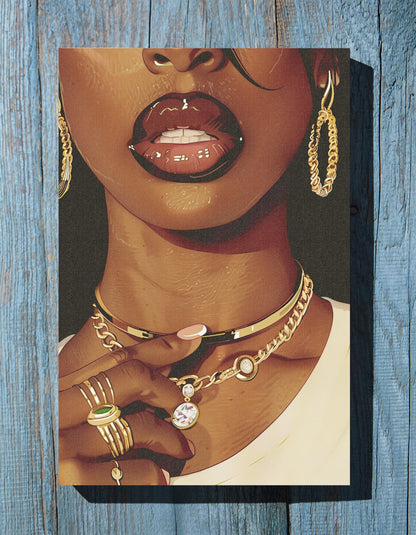 .75" Matte Canvas - Golden Luxe Confidence Portrait