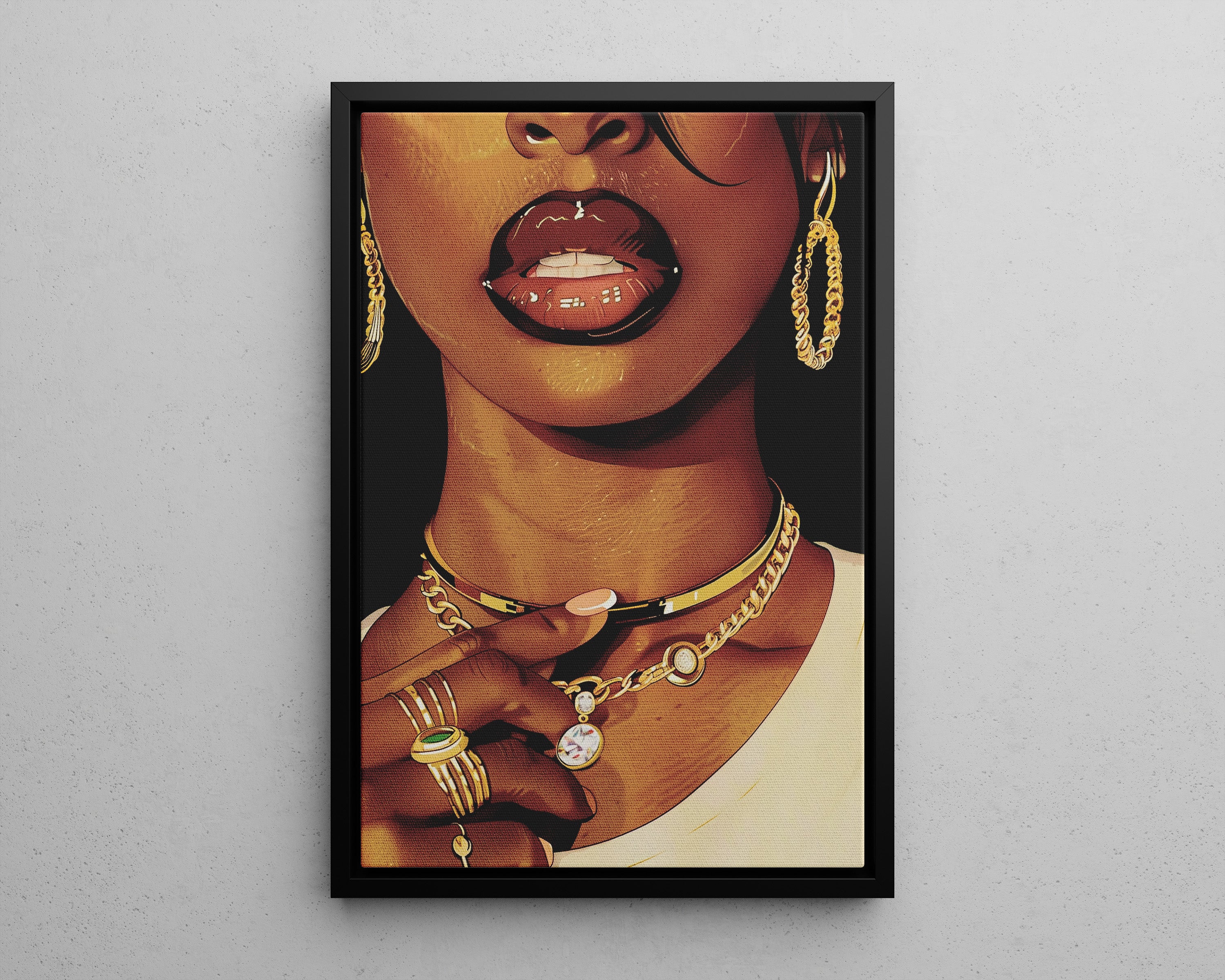 Framed Canvas - Golden Luxe Confidence Portrait