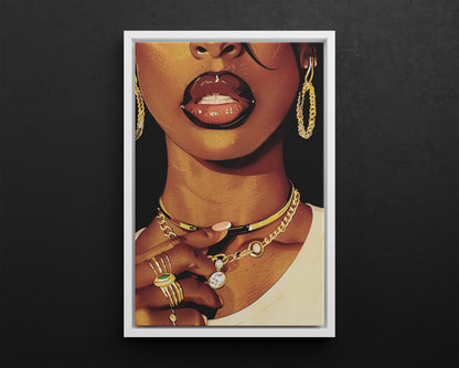 Framed Canvas - Golden Luxe Confidence Portrait