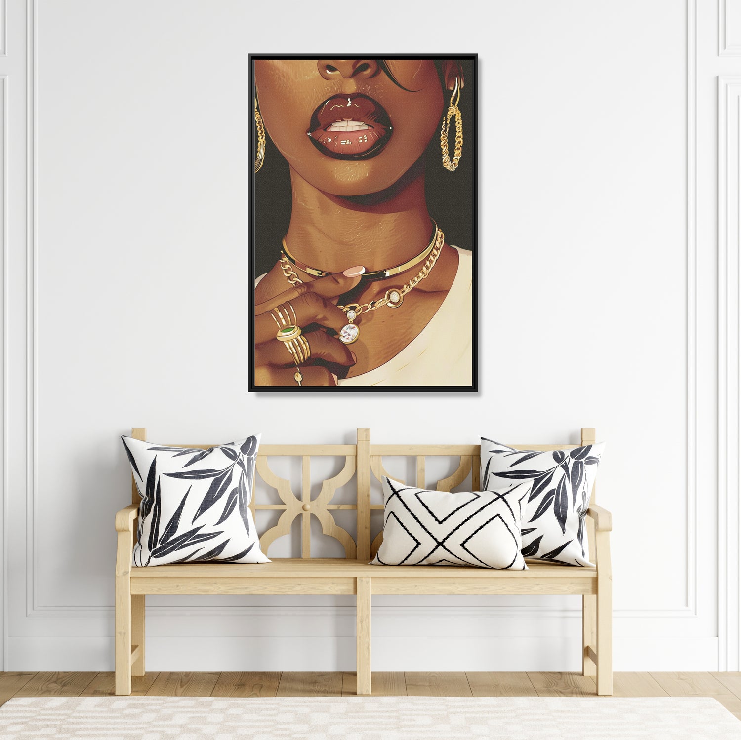 Framed Canvas - Golden Luxe Confidence Portrait