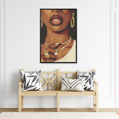 Framed Canvas - Golden Luxe Confidence Portrait