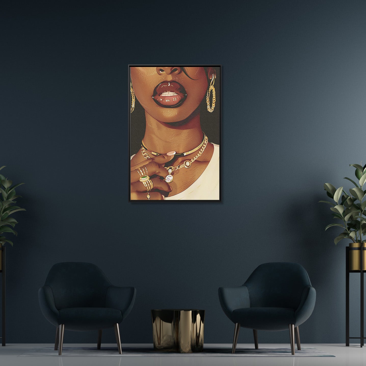 Framed Canvas - Golden Luxe Confidence Portrait