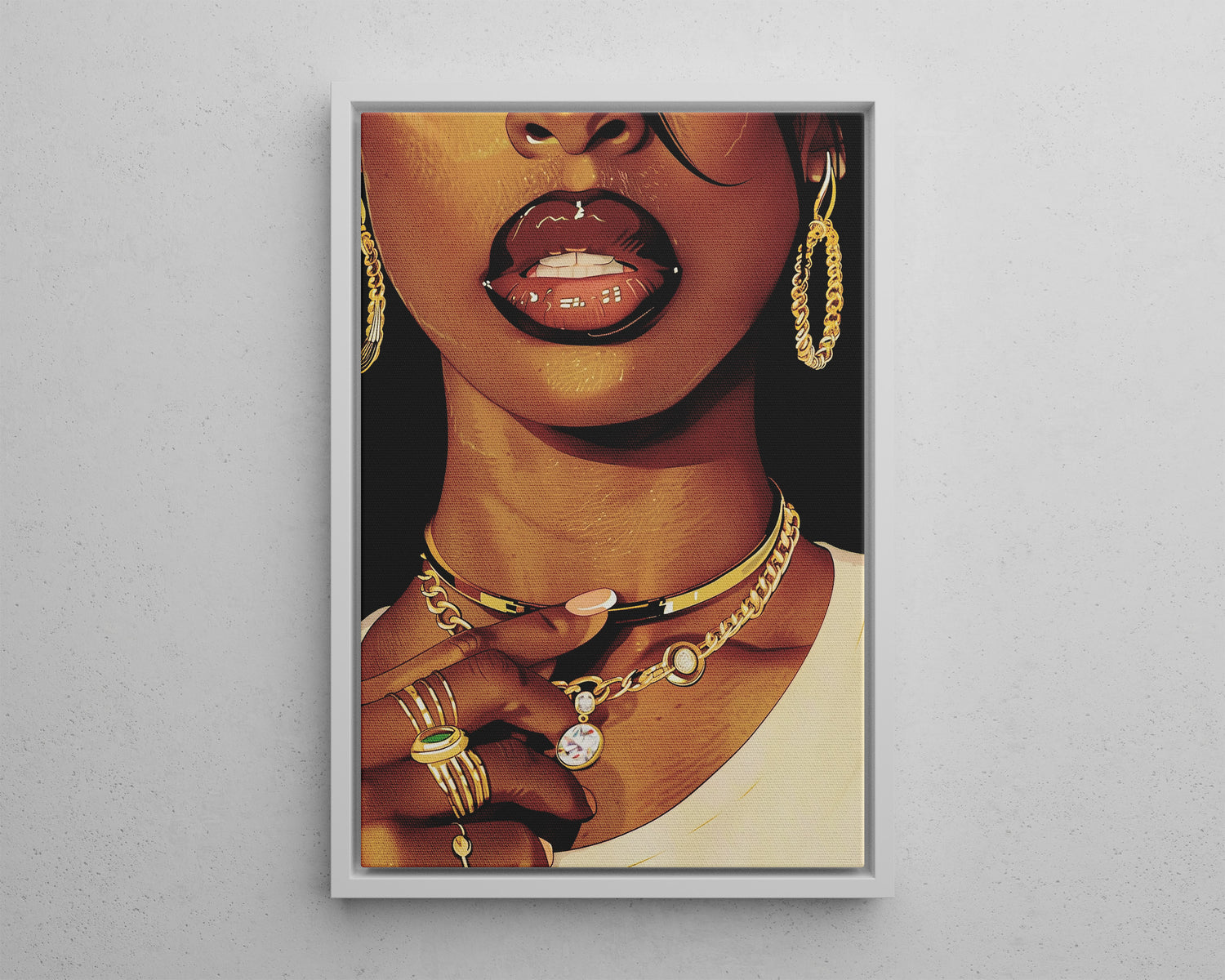 Framed Canvas - Golden Luxe Confidence Portrait