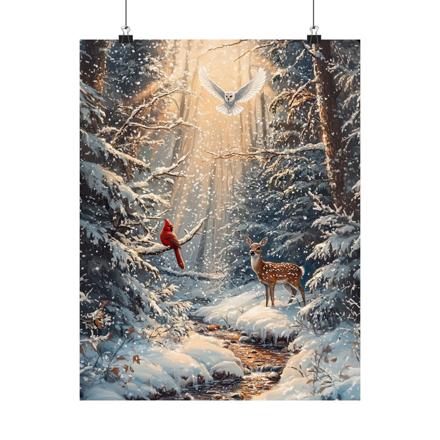 Winter Cardinal Deer Owl