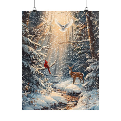 Winter Cardinal Deer Owl