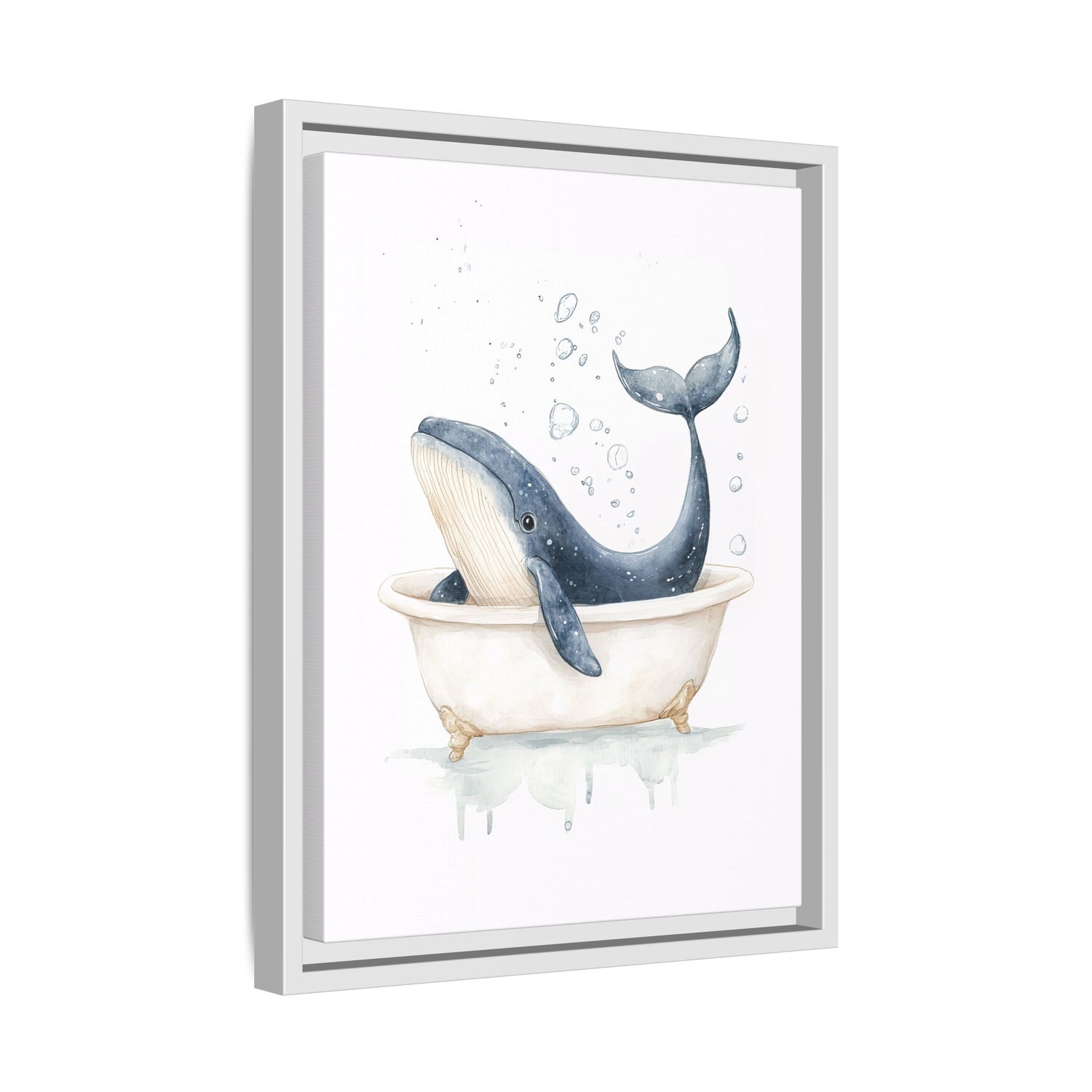 Framed Canvas - Whale Tub Bubble Splash