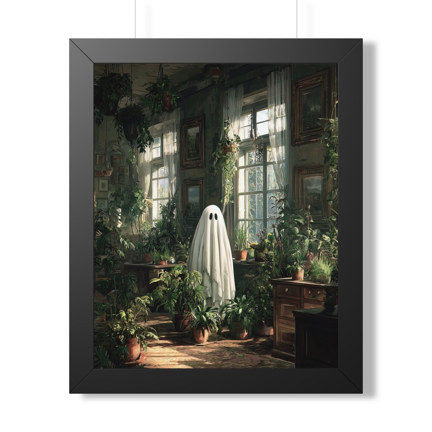 Framed Paper Print - Ghost Among Houseplants