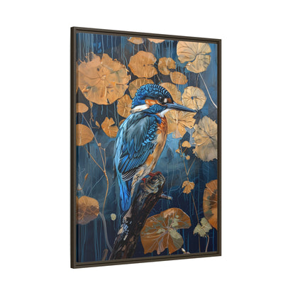 Framed Canvas - Golden Leaves Kingfisher