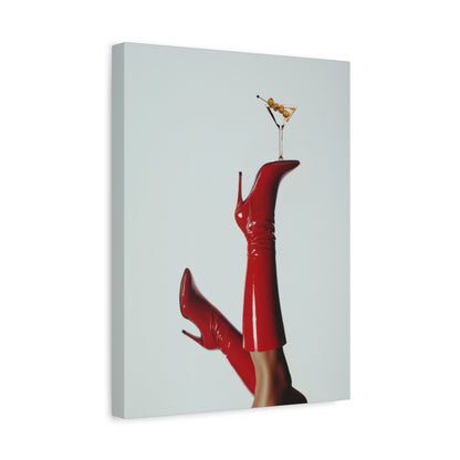 1.25" Matte Canvas - Cocktails &amp; Red Stilettos