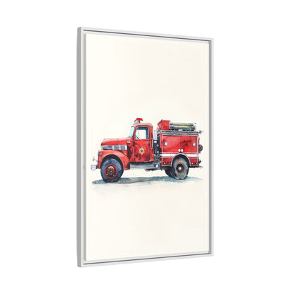 Framed Canvas - Vintage Firetruck Nursery