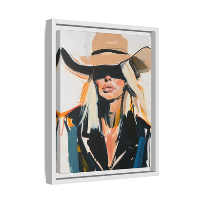 Framed Canvas - Blindfolded Cowgirl Charm