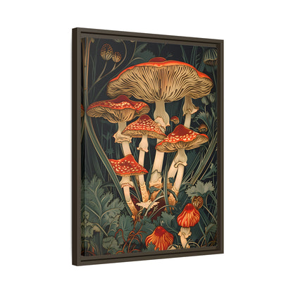 Framed Canvas - Woodland Mushrooms Revival