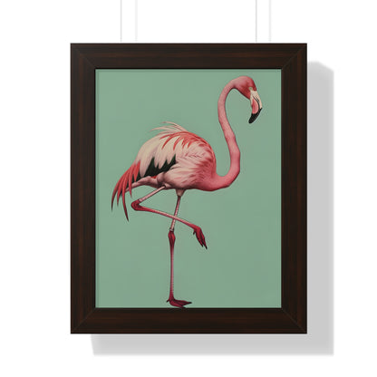 Framed Paper Print - Pink Flamingo Tropical