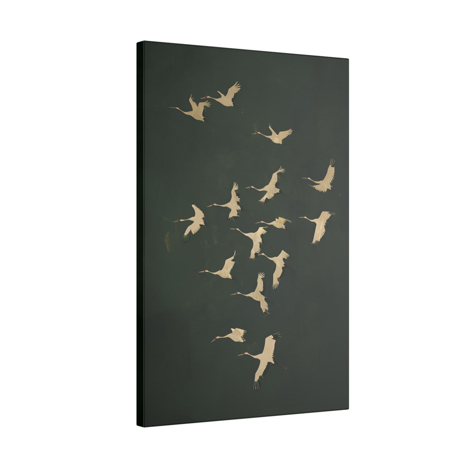.75&quot; Matte Canvas - Emerald Sky Japanese Cranes