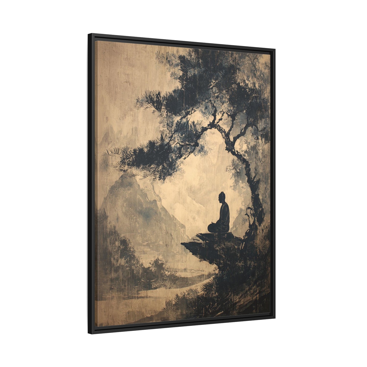 Framed Canvas - Mountain Tree Zen Silence